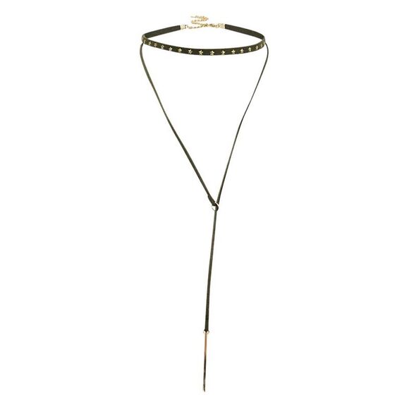 Olive Green & Gold Star Studded Choker Necklace - Picture 1 of 6